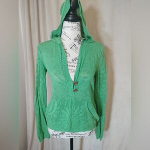 MOTH Bright Green Women's Delicate Knit Hooded Sweater. Size S